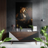 Bear as a Gentleman Brushed Aluminum Dibond Wall Art.